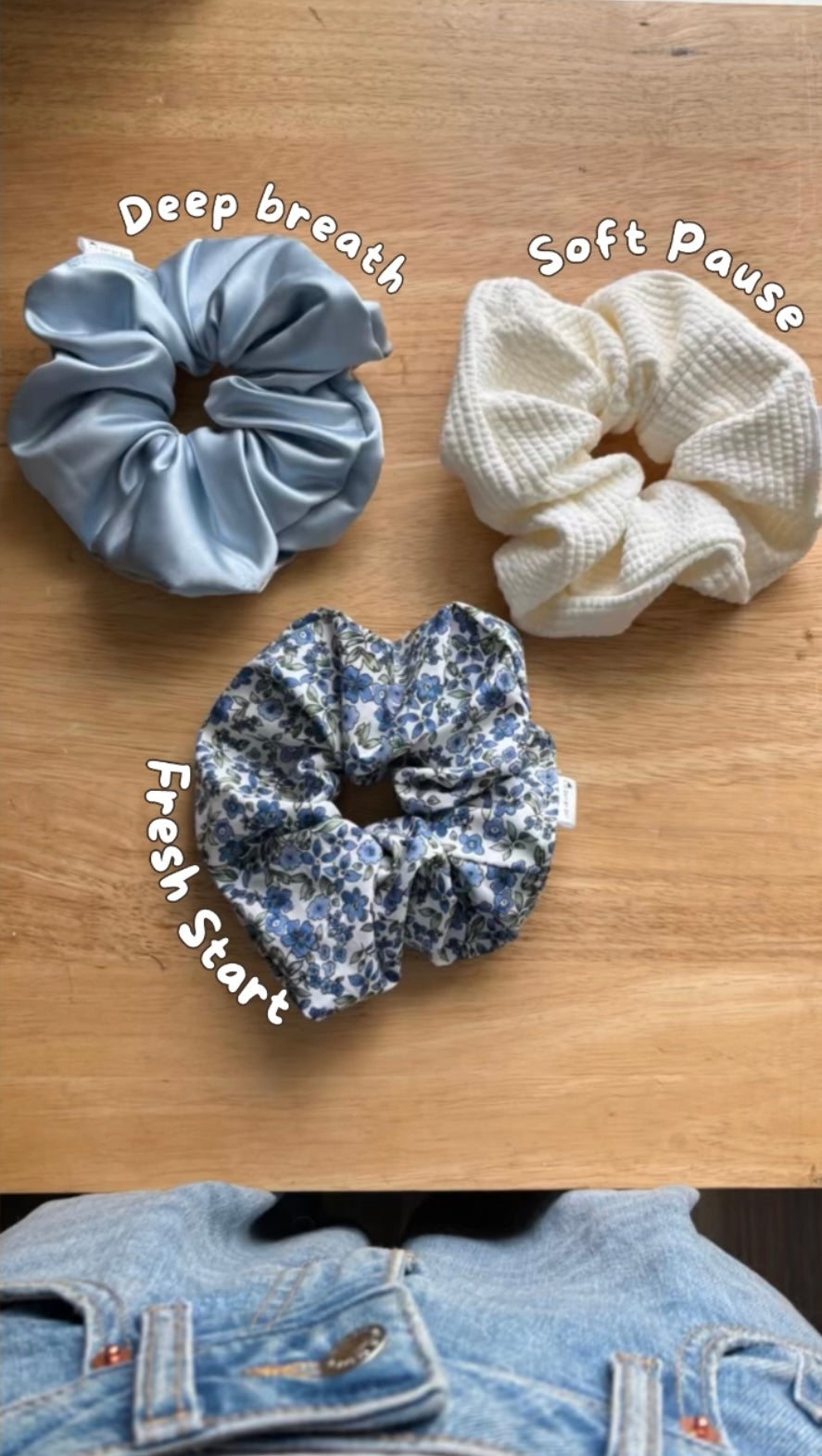 Deep Breath - Baby Blue Satin Scrunchie