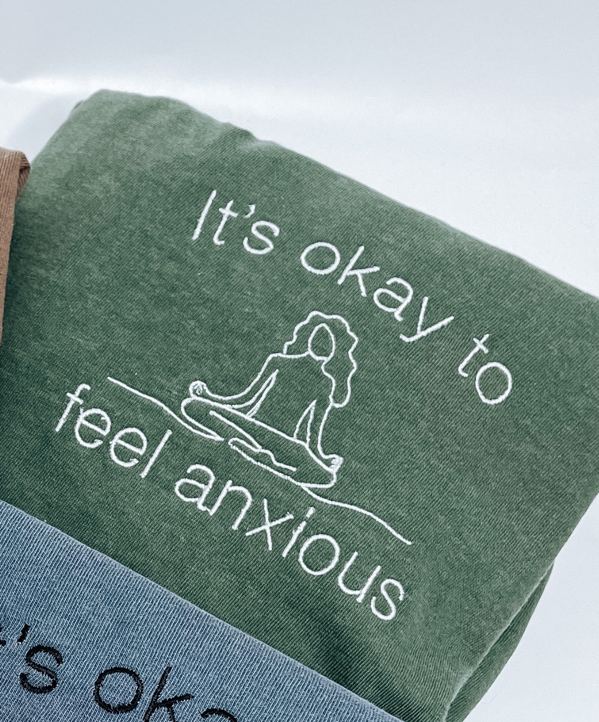 "It's Okay to Feel Anxious" Embroidered T-Shirt