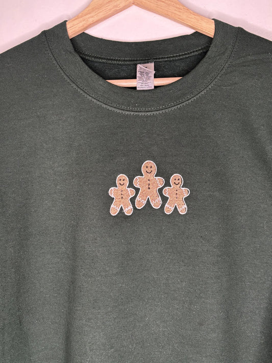 OOPS, Gingerbread Men Embroidered Crewneck LARGE