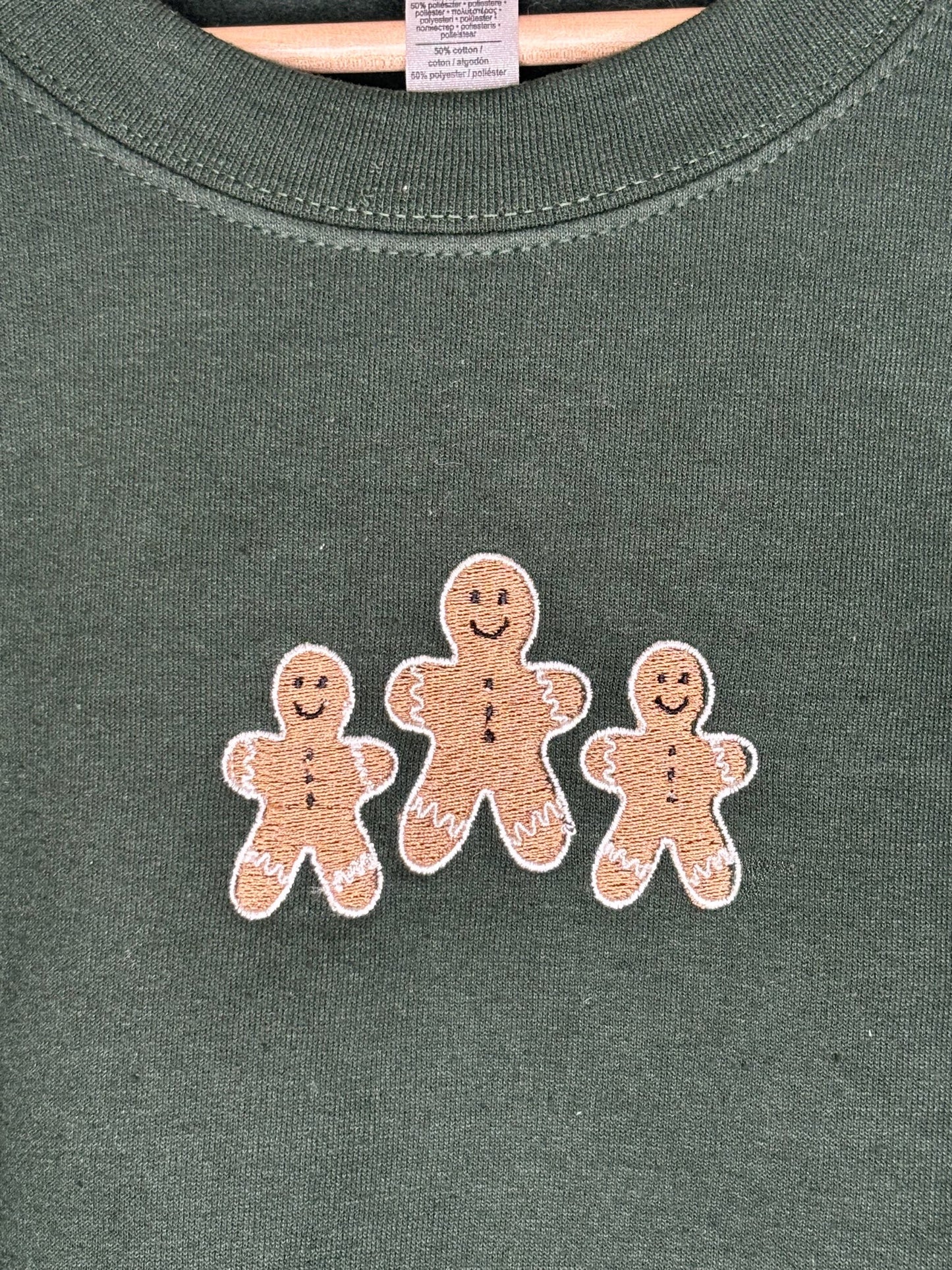 OOPS, Gingerbread Men Embroidered Crewneck LARGE