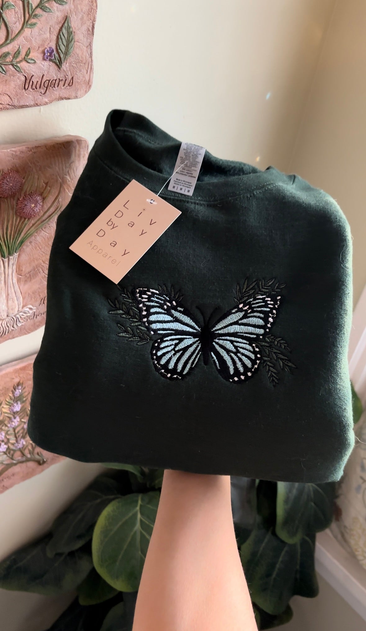 Embroidered Butterfly Crewneck