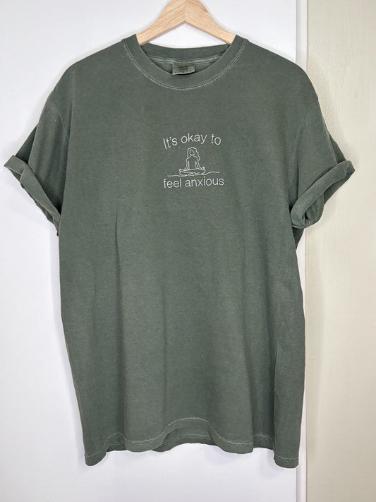 OOPS, It’s okay to feel anxious vintage embroidered t-shirt LARGE