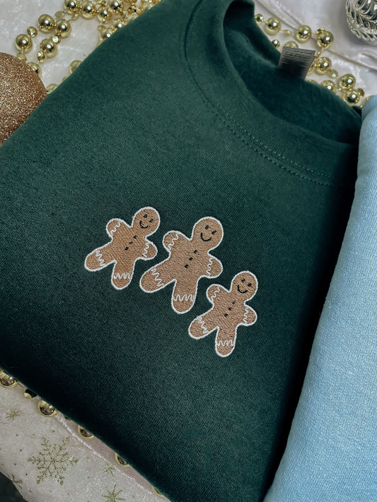 Gingerbread Men Embroidered Crewneck