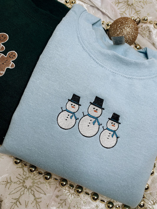 Snowmen Embroidered Crewneck